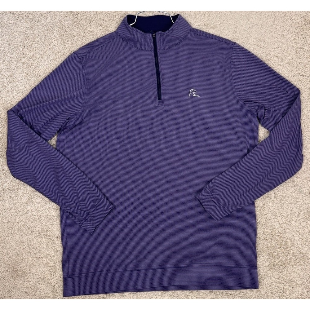 Rhoback 1/4 Zip Performance Pullover Shirt Purple Stripe Men's M Wicking Golf